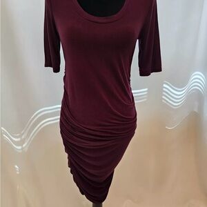 Motherhood Maternity Red Ruched Midi Dress